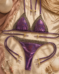 Bikini Bordado Pedrería — Violeta Iridiscente